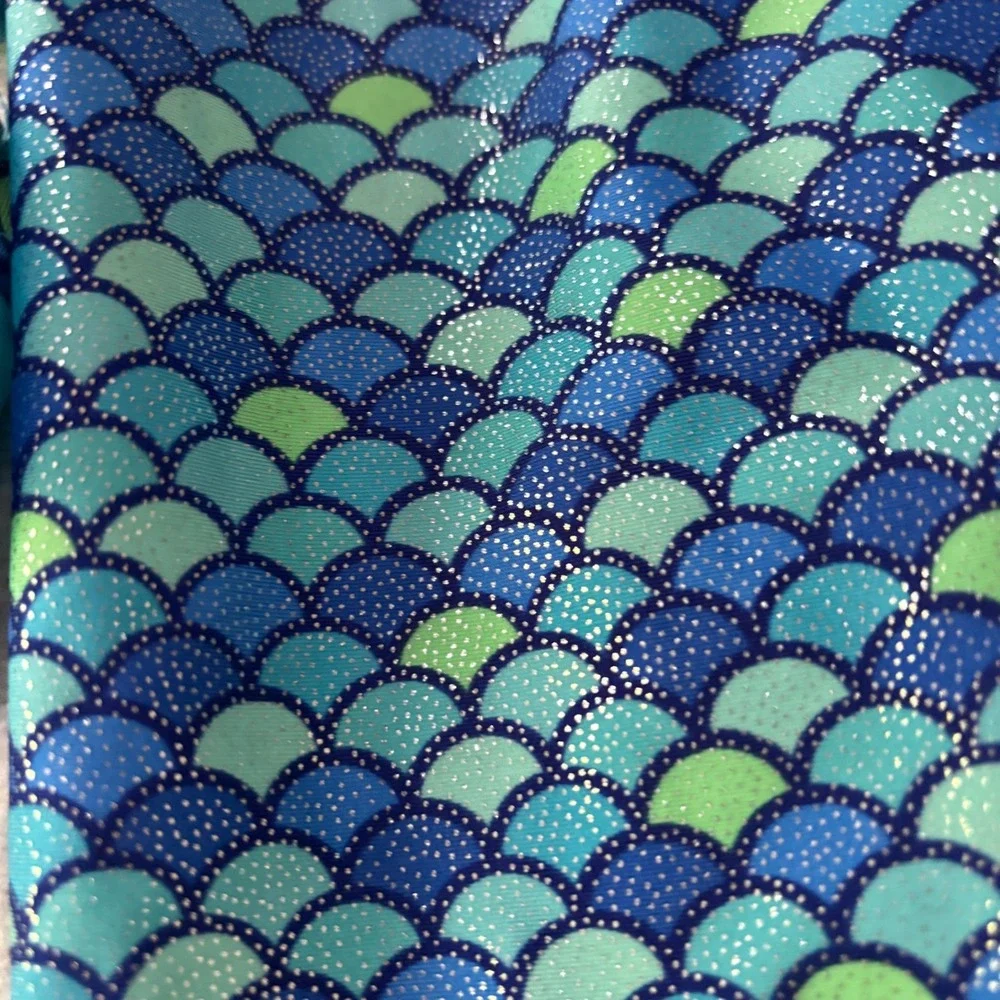 OP & Wonder Nation Girls Swimsuit Bundle Mermaid Tail Leopard Blue XS 4-5 5pc
